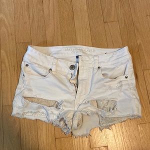 White jean shorts